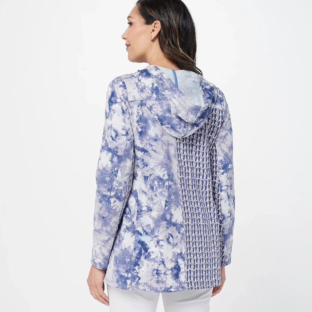 LOGO Lounge by Lori Goldstein Mixed Print French Terry Zip - Berry - Picture 3 of 3